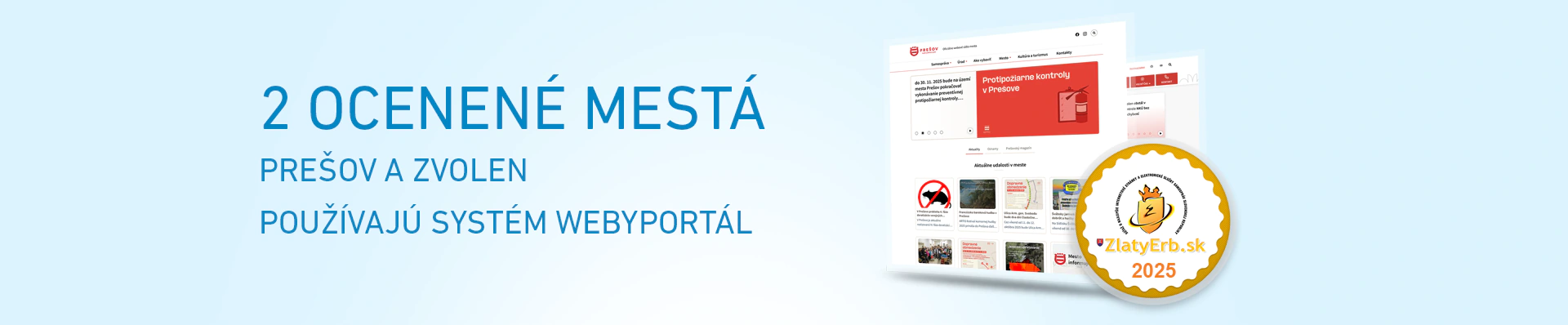 2 ocenen mest Zvolen a Preov pouvaj systm WEBYportl