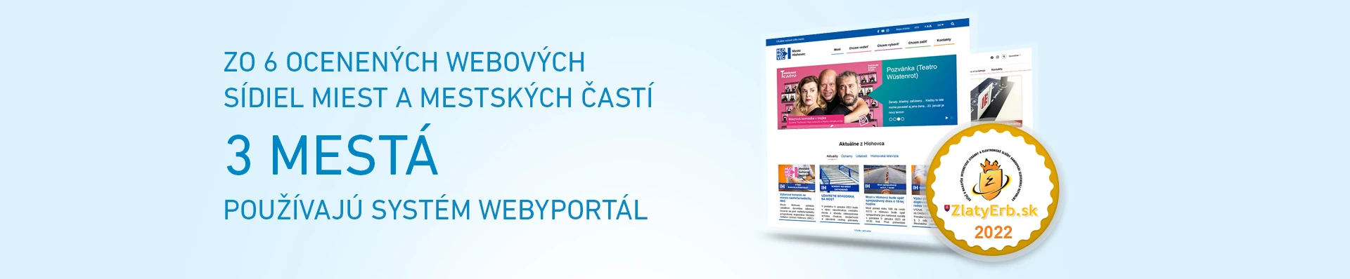 Zo 6 ocenench webovch sdiel miest a mestskch ast 3 mest pouvaj systm WEBYportl